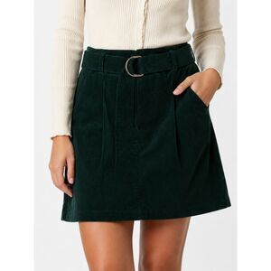 Cremieux Women's Forest Green Corduroy Mini Skirt Size 0 Belted Cotton Stretch